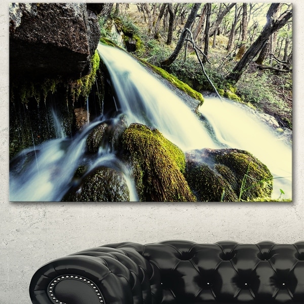 Waterfall in Forest on Rocks - Seashore Canvas Art Print
