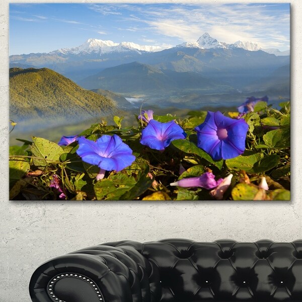 Designart 'Stunning Mountain Terrain with Flowers' Landscape Artwork Canvas Print
