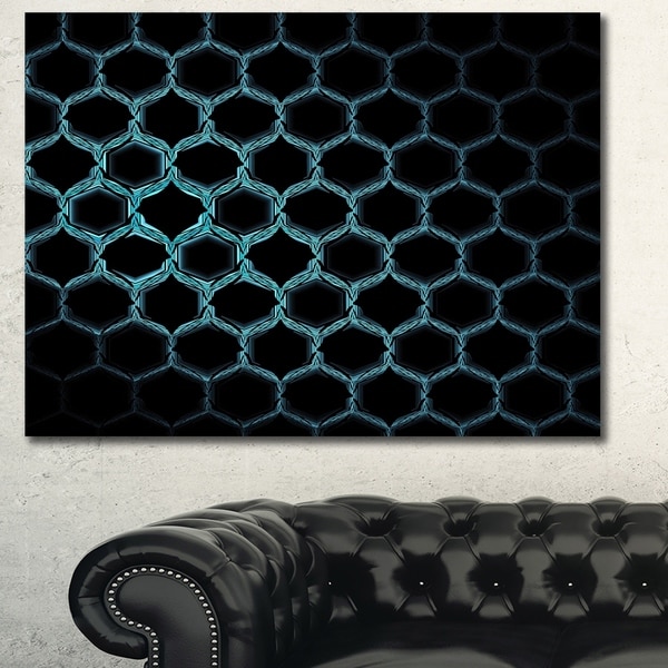Designart 'Honeycomb Fractal Gold Hex Pixel' Extra Large Abstract Canvas Art Print
