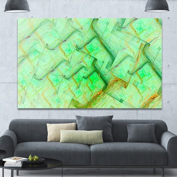Designart 'Light Green Electric Lightning' Abstract Art on Canvas