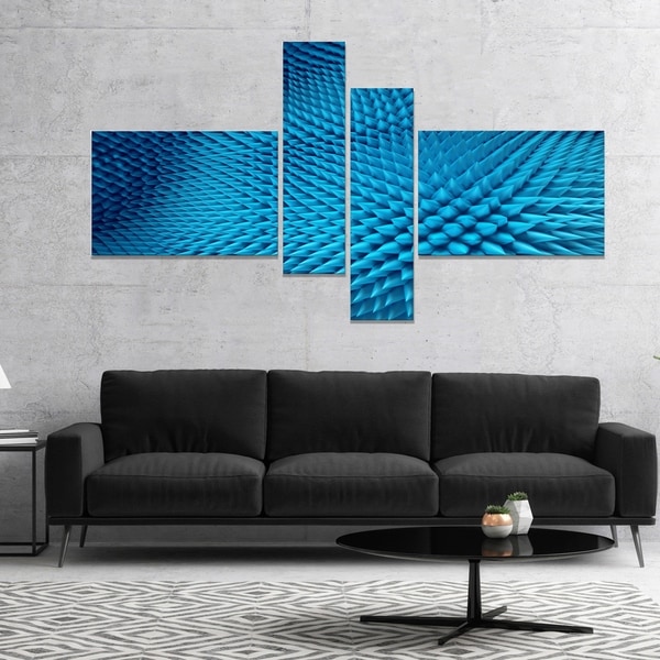 Designart 'Wavy Blue Prickly Design' Abstract Canvas Art Print