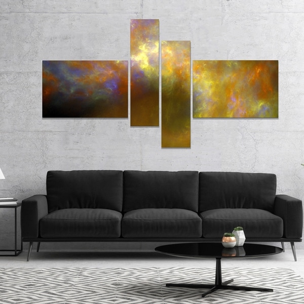 Designart 'Blur Yellow Sky with Stars' Abstract Canvas Art Print