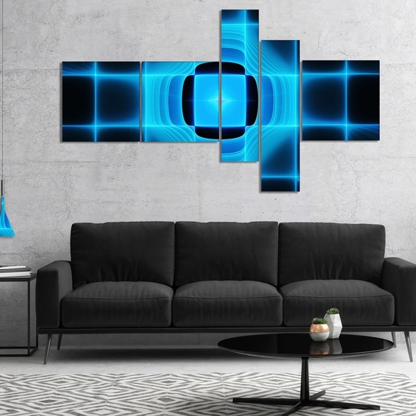 Designart 'Blue on Black Thermal Infrared Visor' Abstract Canvas Art Print