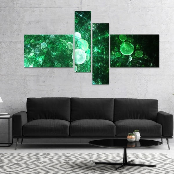 Designart 'Green Spherical Water Droplets' Floral Canvas Art Print