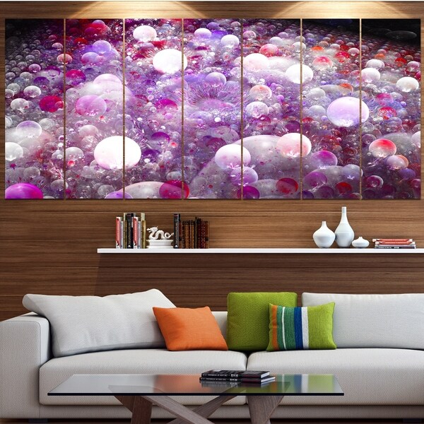 Designart 'Red Fractal Molecule Pattern' Abstract Wall Art Canvas