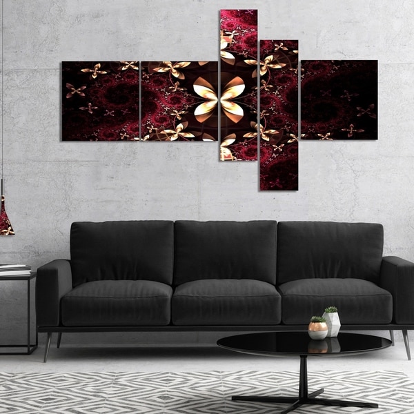 Designart 'Yellow Red Fractal Flower Pattern' Abstract Canvas Art Print