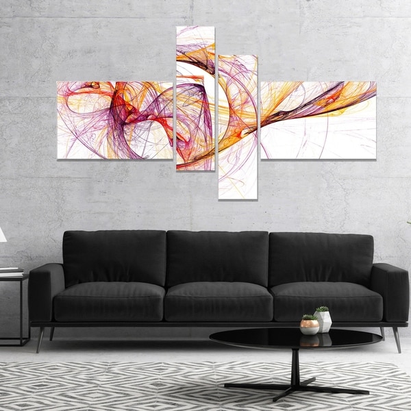 Designart 'Wisps of Smoke Orange Purple' Abstract Canvas art print