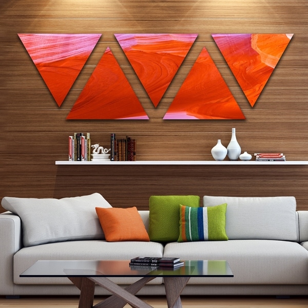 Designart 'Antelope Canyon Cave' Landscape Photo Canvas Art Print - Triangle 5 Panels