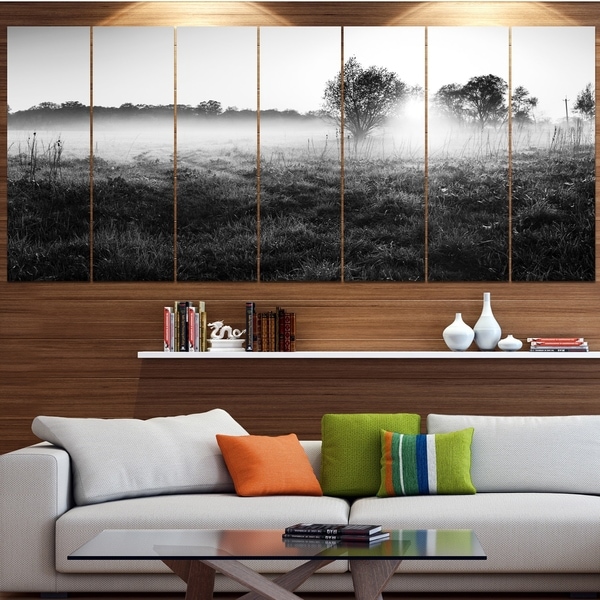 Designart 'Rural Meadow in Mist' Landscape Wall Artwork on Canvas