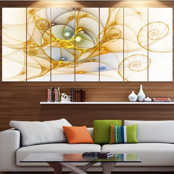 Designart 'Golden Colored Curly Spiral' Abstract Wall Art Canvas