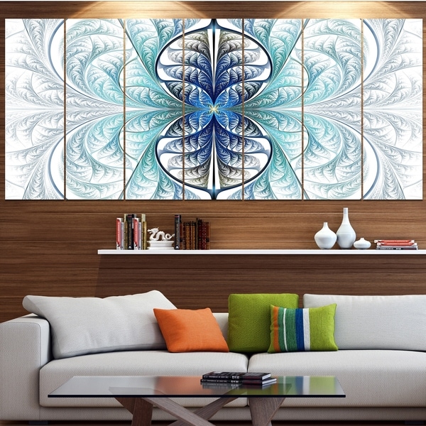 Designart 'Light Blue Stained Glass Texture' Abstract Wall Art on Canvas