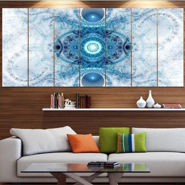 Designart 'Light Blue Fractal Pattern' Abstract Wall Art Canvas