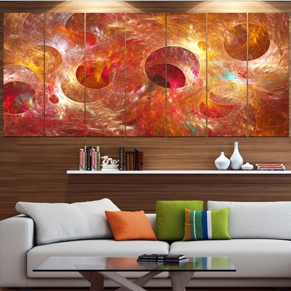 Designart 'Red Yellow Circles Texture' Abstract Artwork on Canvas