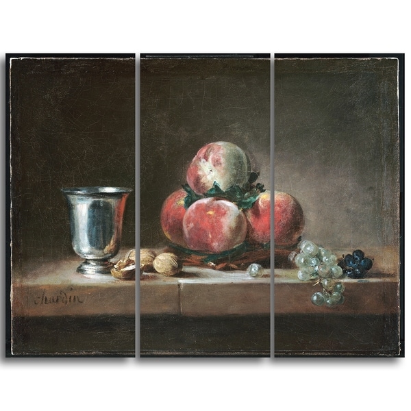 Design Art 'Jean Simeon Chardin - French Still Life' Canvas Art Print - 36Wx32H Inches - 3 Panels