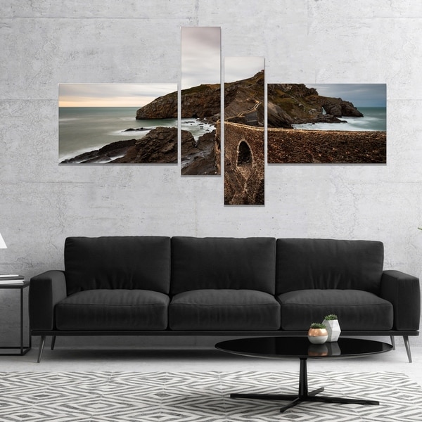 Designart 'Cape and Chapel in Spanish Beach' Seashore Photo Canvas Print