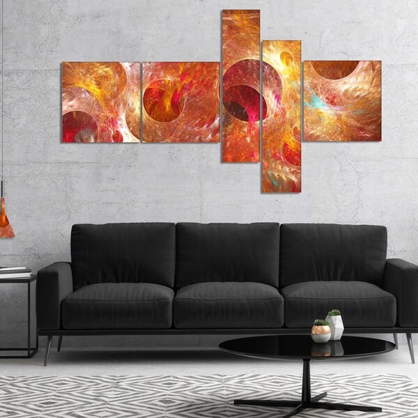 Designart 'Red Yellow Circles Texture' Abstract Canvas Art Print