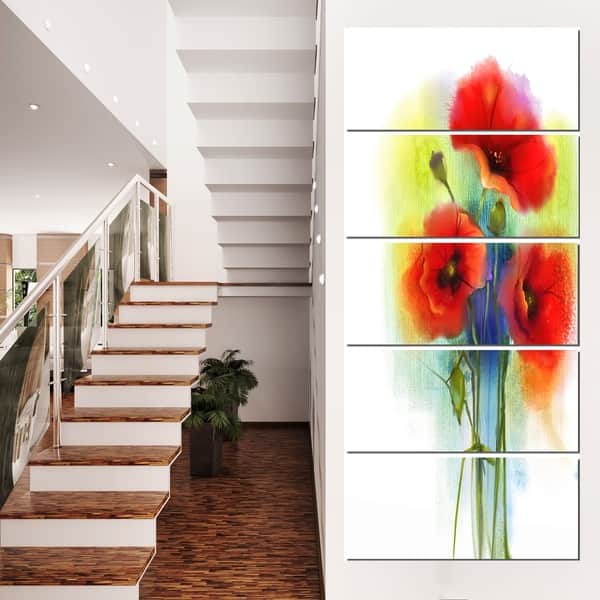 Bunch of Bright Red Poppy Flowers - Large Flower Canvas Wall Art ...