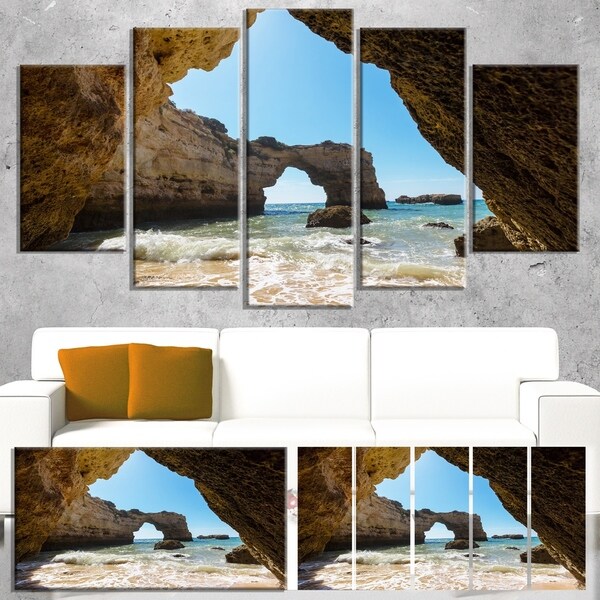 Designart 'Portugal Coast with Amazing Caves' Oversized Landscape Canvas Art