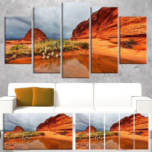 Designart 'Clear Lake Vermillion Cliffs' Oversized Landscape Canvas Art