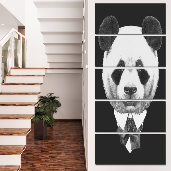 Designart 'Funny Panda in Suit and Tie' Modern Animal Canvas Art