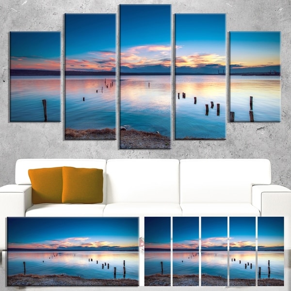 Designart 'Bright Blue Sky and Blue Waters' Modern Seashore Canvas Wall Art Print