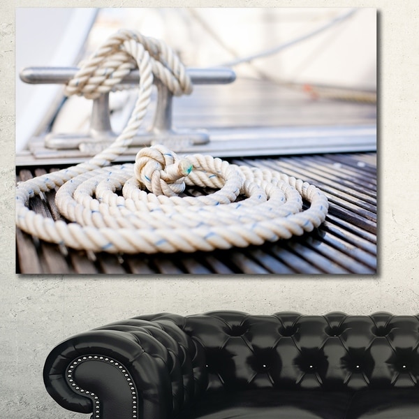Designart 'White Nautical Mooring Rope' Modern Landscape Canvas Art