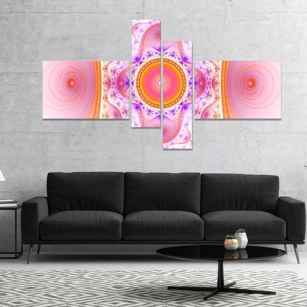 Designart 'Cabalistic Pink Fractal Design' Abstract Wall Art Canvas