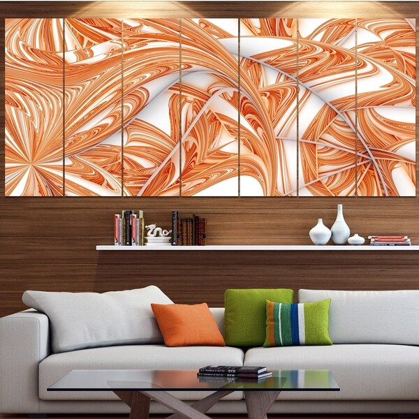 Designart 'Brown Winter Fractal Pattern' Abstract Art on Canvas