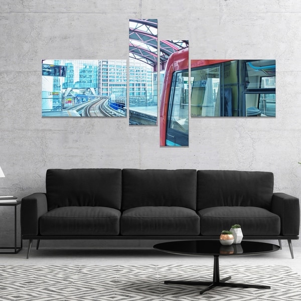 Designart 'Departing London Subway Train' Modern Cityscape Canvas Art Print