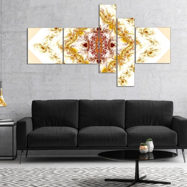 Designart 'Yellow Rhombus Fractal Design' Abstract Wall Art Canvas