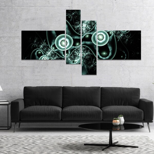 Designart 'Blue on Black 3D Surreal Design' Abstract Canvas Art Print