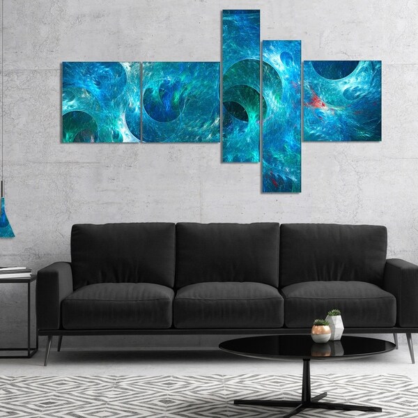 Designart 'Blue Circles Fractal Texture' Abstract Canvas Art Print