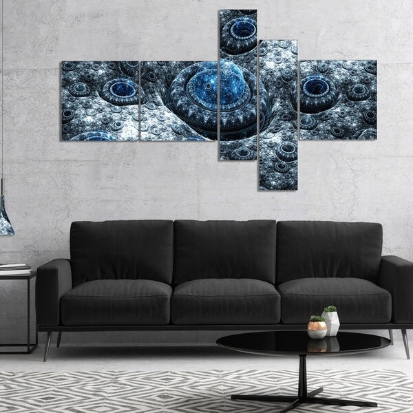 Designart 'Blue Fractal Exotic Planet' Abstract Canvas Art Print