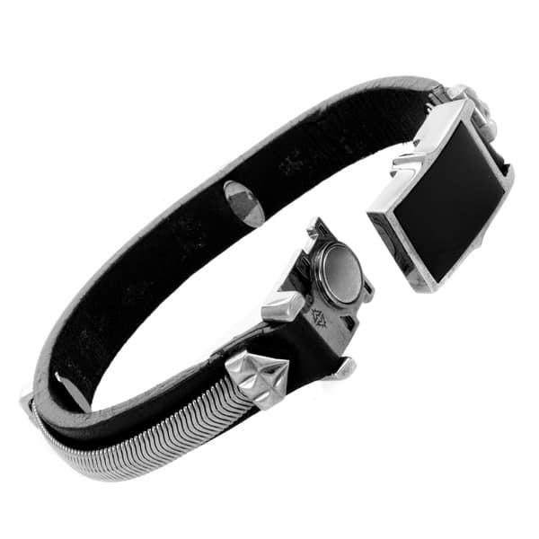 Alchemy In The Uk Silver Onyx Snake Chain Black Leather Silver Onyx Snake Chain Black Leather