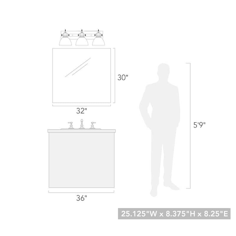 Carbon Loft Barton 3-light Bath Vanity - 23.125"W x 4.625"H x 0.875"E