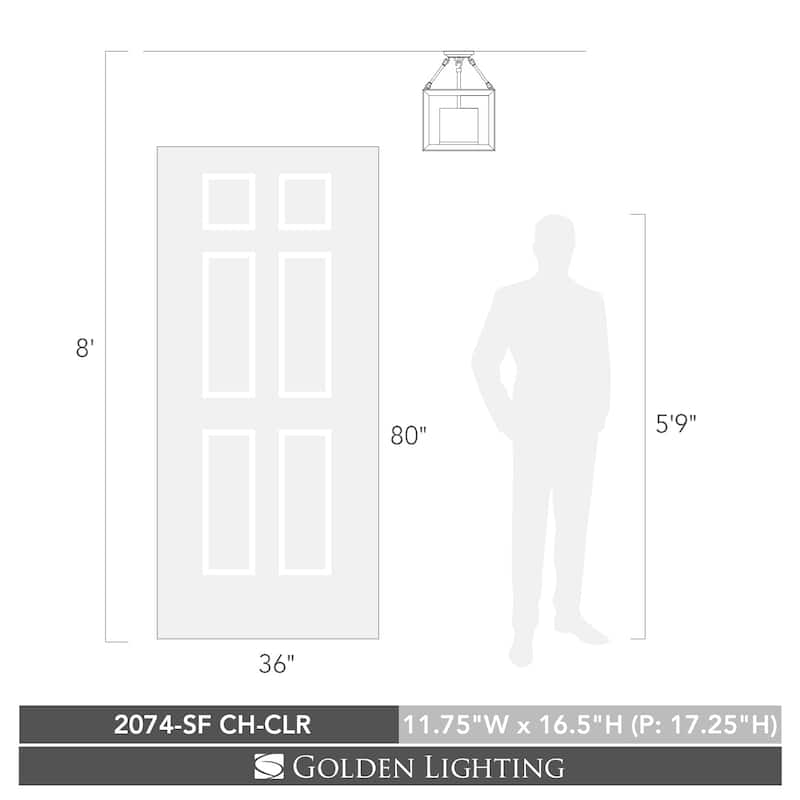 Golden Lighting's Smyth Convertible Semi-Flush (Chrome & Clear glass) #2074-SF CH-CLR
