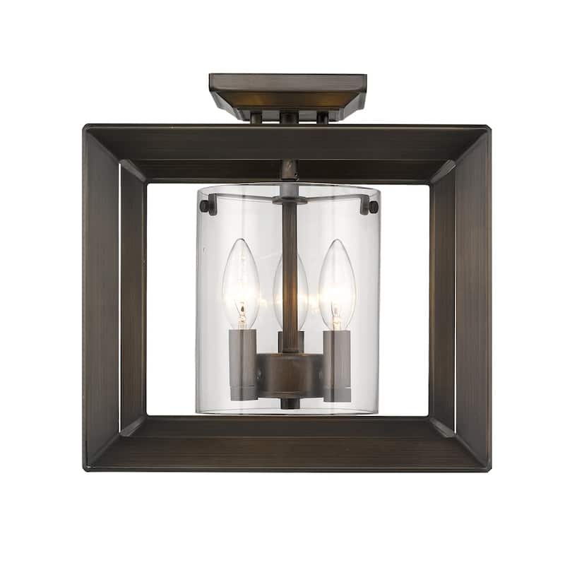 Golden Lighting's Smyth Semi-Flush Gunmetal Bronze & Clear Glass