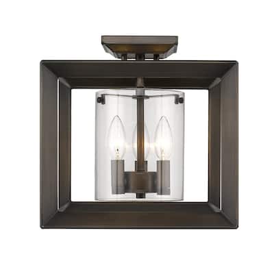 Golden Lighting's Smyth Semi-Flush Gunmetal Bronze & Clear Glass