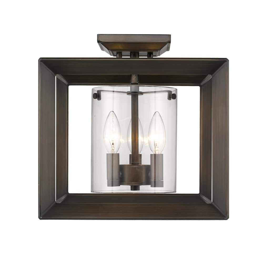 Golden Lighting's Smyth Semi-Flush Gunmetal Bronze & Clear Glass