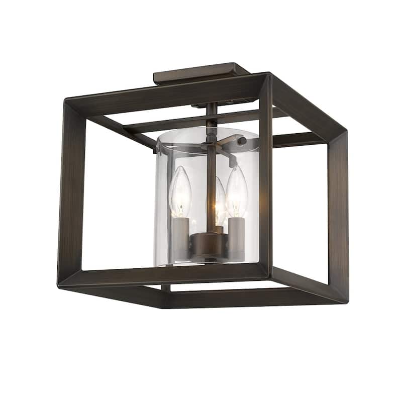 Golden Lighting's Smyth Semi-Flush Gunmetal Bronze & Clear Glass