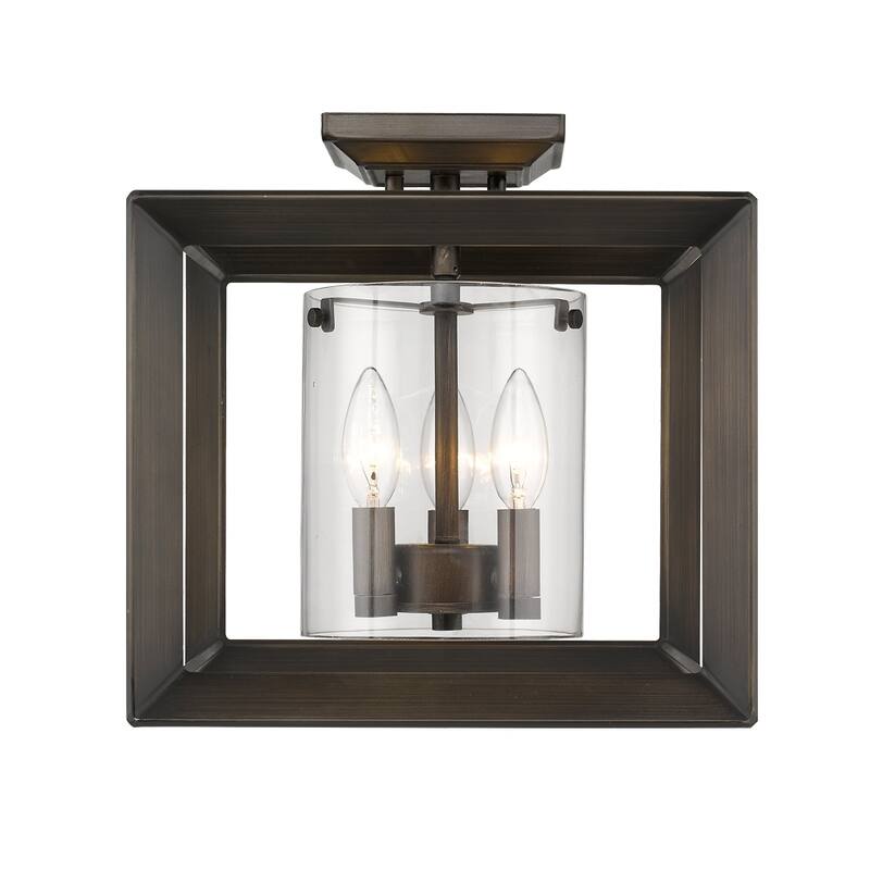 Golden Lighting Smyth 3-light Semi-Flush Mount in Gunmetal Bronze