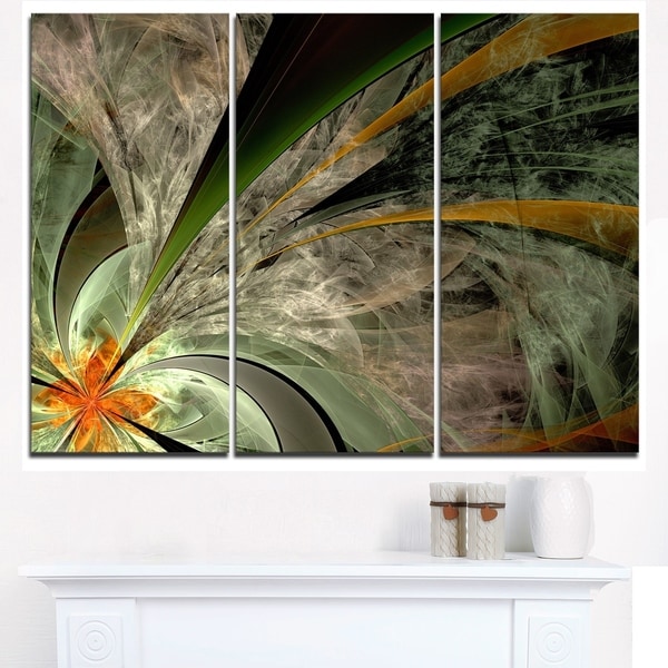 Symmetrical Fractal Flower in Green - Modern Floral Canvas Wall Art