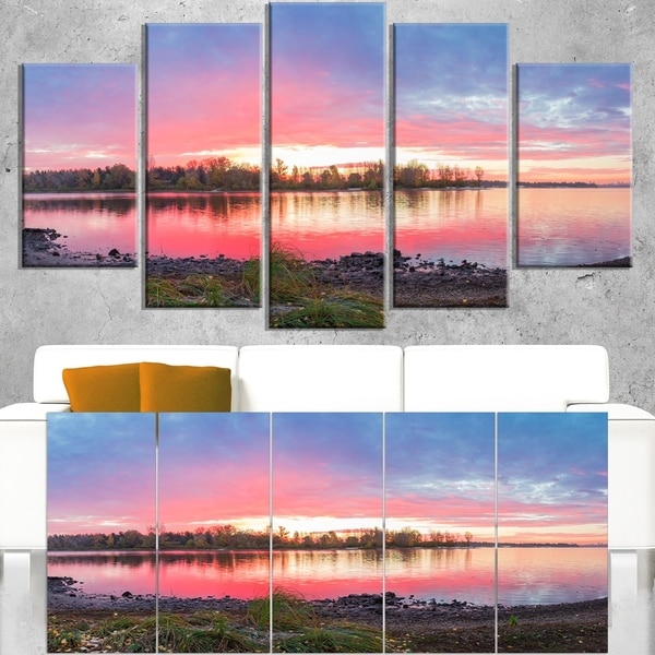 Beautiful Fall Sunrise Over River - Landscape Wall Art Canvas Print