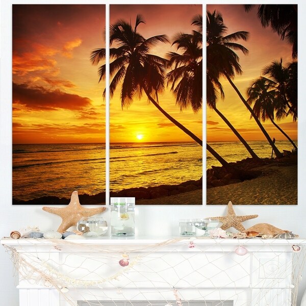 Barbados Island Evening Seashore - Modern Seascape Canvas Artwork