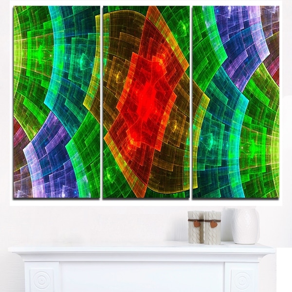 Colorful Psychedelic Fractal Metal Grid - Abstract Wall Art Canvas