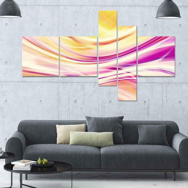 Designart 'Candy Stripes' Large 63x36 Contemporary Canvas Art - 5 Panels