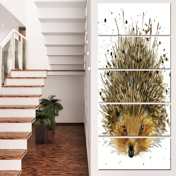Designart 'Hedgehog Illustration Watercolor' Contemporary Animal Art Canvas