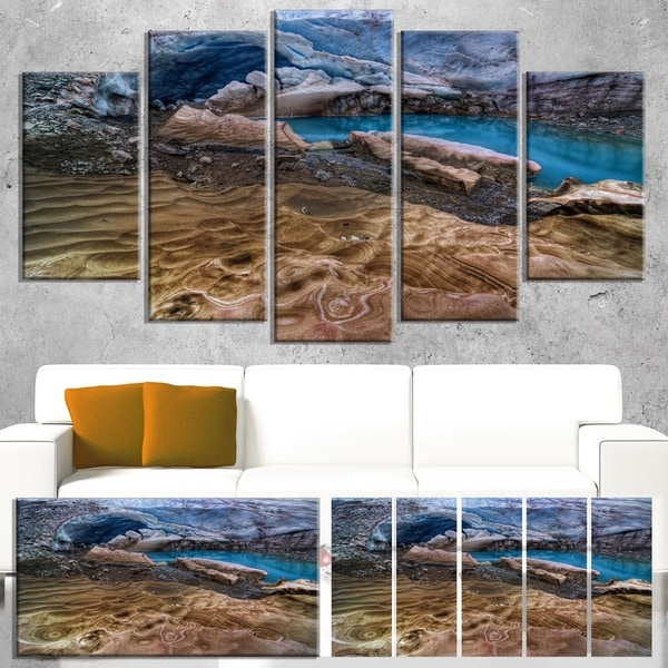 Designart 'Brilliant Turquoise Melt Pool' Landscape Artwork Canvas Print