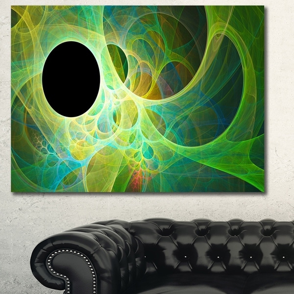 Designart 'Green Fractal Angel Wings' Abstract Wall Art Canvas