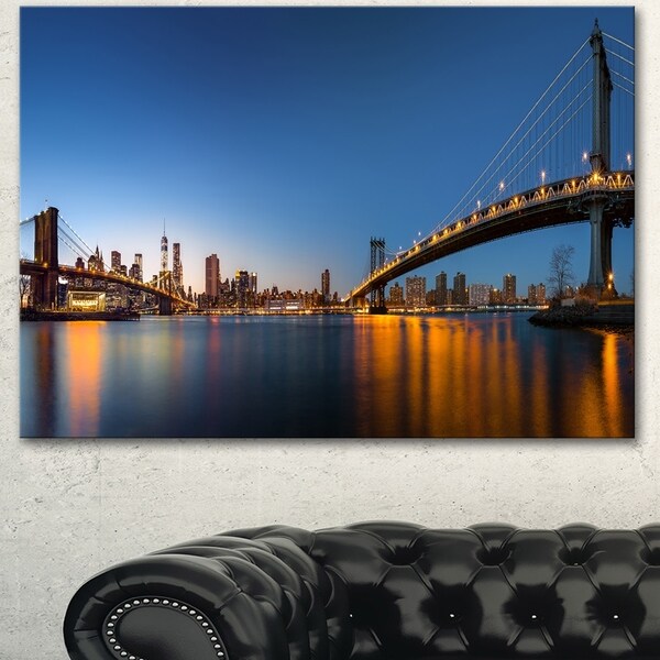 Designart 'New York City Dusk Panorama' Extra Large Cityscape Wall Art on Canvas